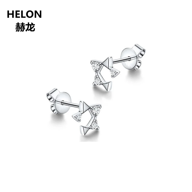 Solid 14k White Gold Natural Diamonds Women Stud Earrings Fine Jewelry Anniversary Party Wedding Trendy | Украшения и аксессуары