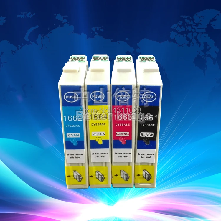 

INK WAY On sale,2 sets of T1661BK T1662 C T1663 M T16644Y compatibe inkjet cartridge ,printer models in China