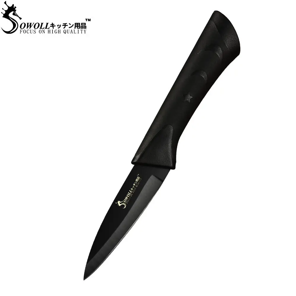 3.5 inch Fruit Knife Кухонный нож SOWOLL из нержавеющей стали, комплект из 6 предметов, нескользящая ручка 3," 5" " 8" " 8", черный нож из нержавеющей стали, распродажа - Цвет: 3.5 inch Fruit Knife