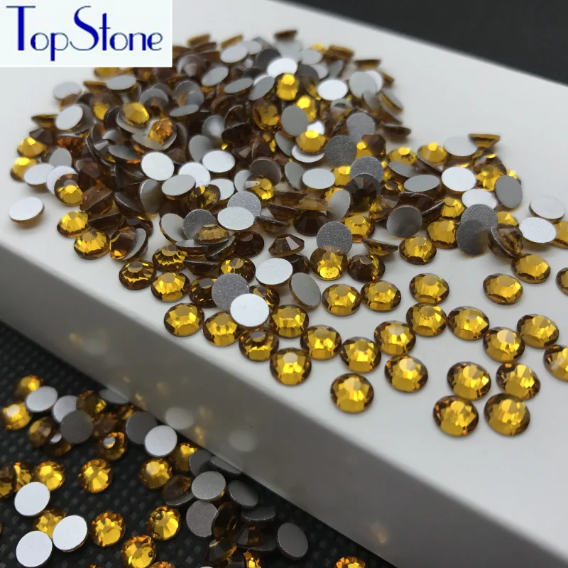 3D стекло Topstone для дизайна ногтей стразы с плоскими брусками топаз золотой желтый