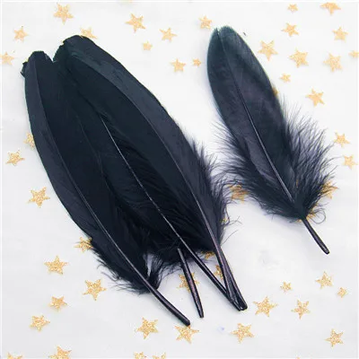 black 50pcs Натуральные лебединые перья 14-20 см, многоцветные гусиные перья, шлейф для рукоделия, свадебных украшений, рукоделия, украшения для дома, 50 шт - Цвет: black 50pcs