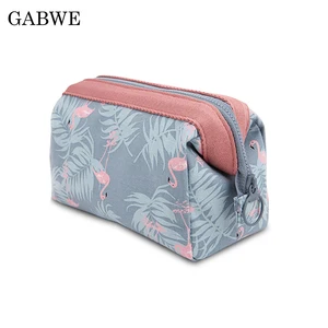 Дорожная косметичка GABWE, чехол для макияжа с фламинго, женская сумка на молнии, ручная сумка для макияжа, органайзер, сумка для туалетных принадлежностей, моющиеся сумки