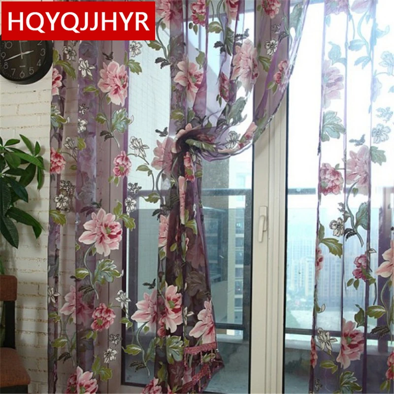 Тюлевые шторы с принтом сада в европейском стиле для гостиной/кухни тюлевые