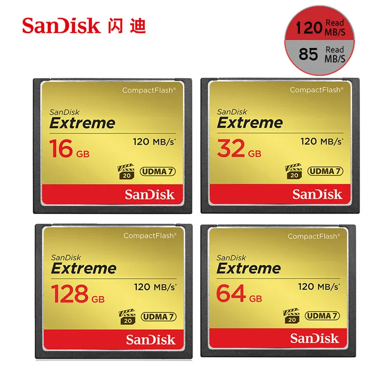 SanDisk Экстремальная компактная флэш-карта CF 128 ГБ 32 64 Гб Мб/с карта памяти для