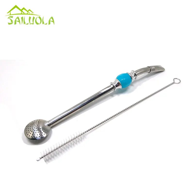 Blue Bead Высокое качество 304 нержавеющая сталь Bombilla соломинки Yerba mate Bombilla фильтр соломинка - Цвет: Blue Bead