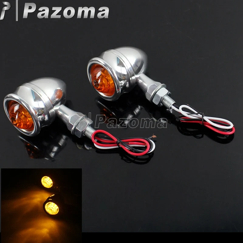 Мотоцикл Хромированный Светодиодный указатель поворота мигалка лампа Янтарный