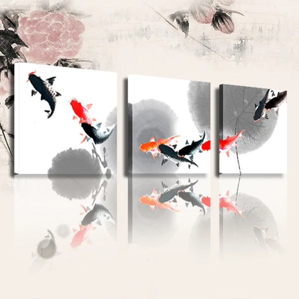 Бесплатная доставка Современные рыбки живопись холст печать искусство маслом