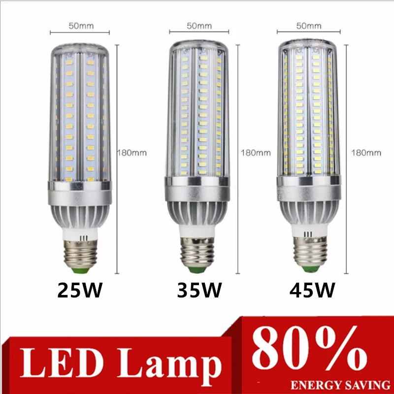 

2021 NEW Real Power E27 Led bulb 5730SMD AC 85-265V 25W 35W 45W Led Corn lamp Christmas Chandelier Candle Lighting
