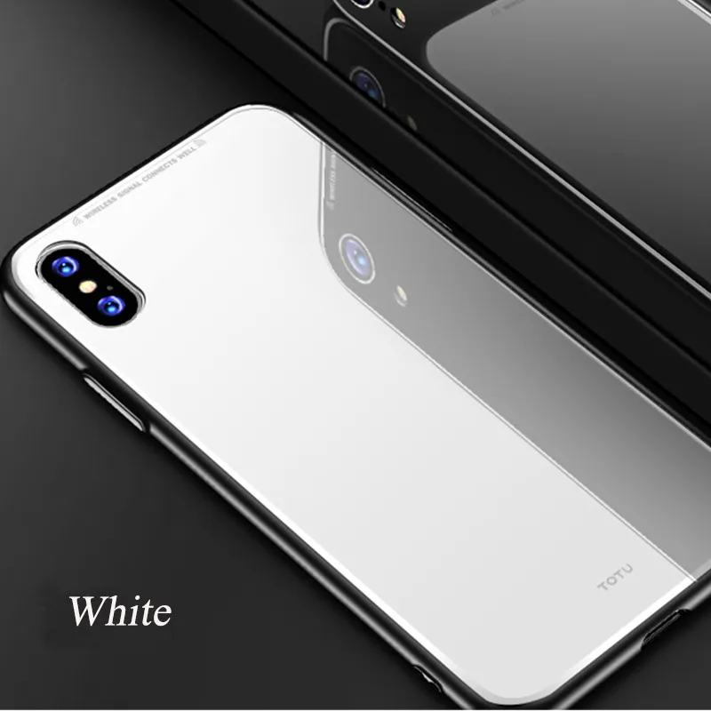 White Чехол TOTU для iPhone X/XR/XS Max чехол цветной чехол из закаленного стекла задняя крышка для крышки/Coque/Fundas iPhone X/XR/XS Max чехол s - Цвет: White