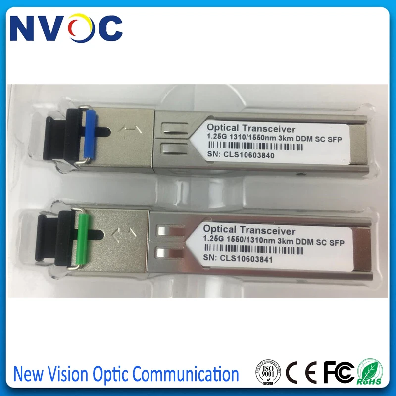10 пар/лот оптический приемопередатчик 1 25G 1550nm/1310nm 60km DOM Bidi SFP модуль с SC/LC
