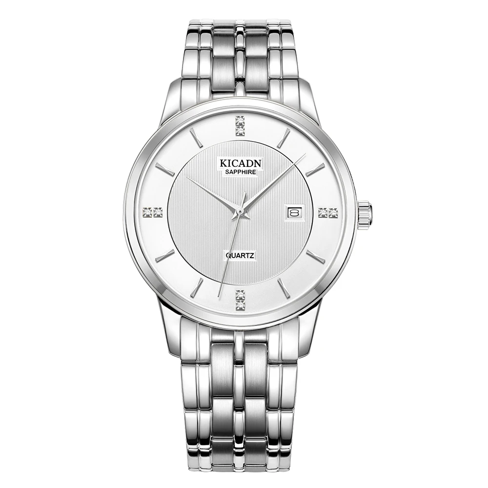 Для мужчин часы лучший бренд класса люкс Сталь наручные черный белый цвет Бизнес