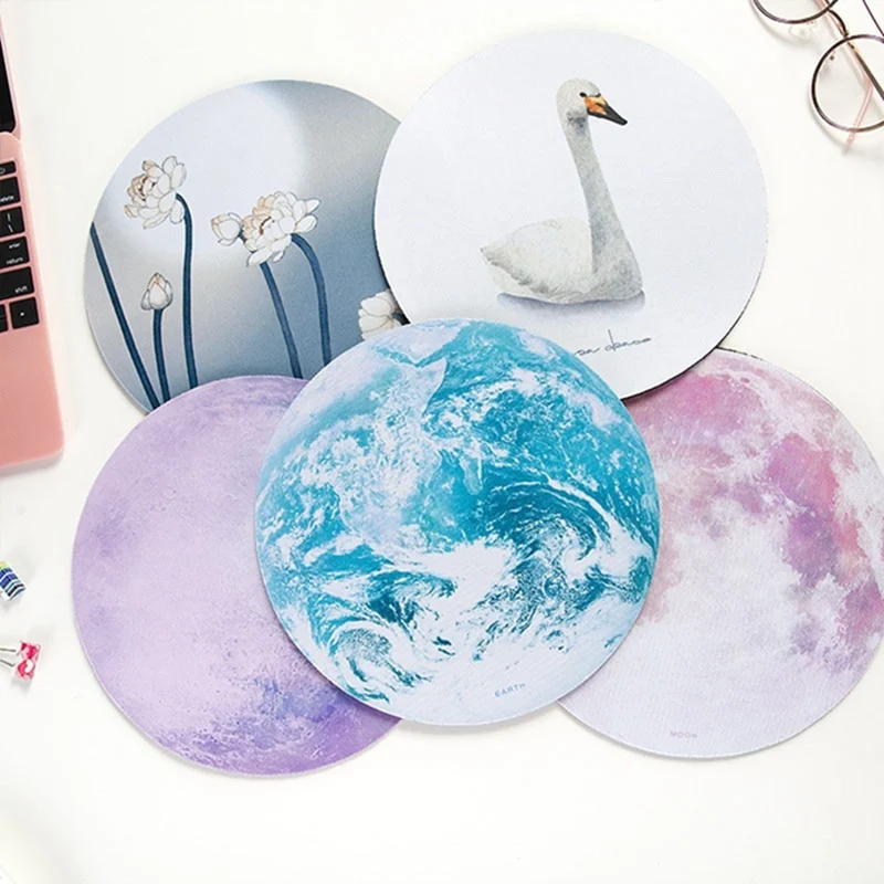 Романтический коврик для мыши 22 см круглый ультра натуральный каучук планета