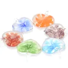 Стеклянные подвески в форме сердца, серебристые, из муранского стекла с изображением цветка, 6 цветов