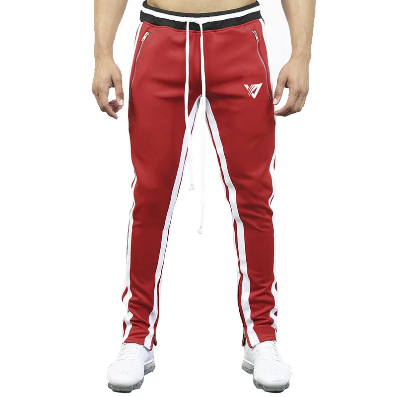 2019 фитнес Волк Мужской s спортивный костюм для бега брюки в полоску с принтом