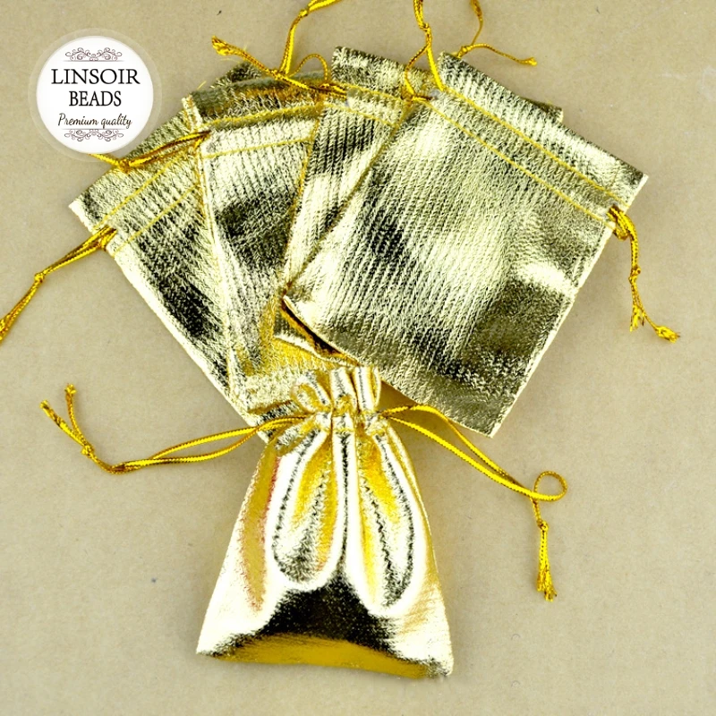 

Multiple Functions 10Pcs/lot Golden Color Bag Organza Bag Wedding Party Jewelry Favor Packaging Pouch Biscuit Candy Gifts Bags