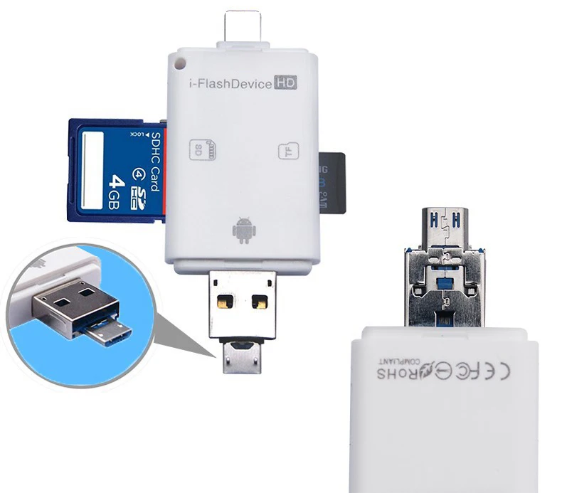 3в1 i флэш-устройство USB OTG Micro USB SD SDHC TF кард-ридер для iPhone 11 Pro X XS MAX XR 6 7 8 plus для ipad Android Phone