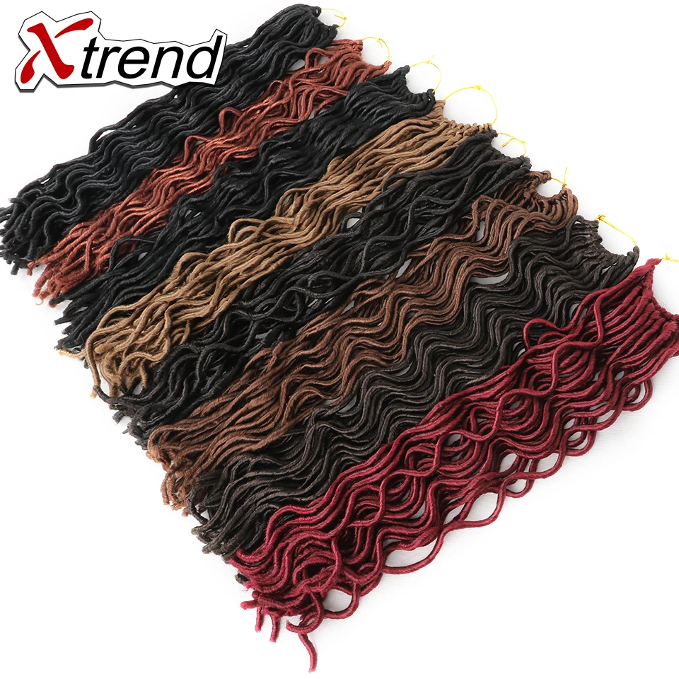 Xtrend Faux locs CURLY, вязанные крючком волосы, 20 дюймов, 24 корня, синтетические плетеные волосы для наращивания, бордовые, черные, высокотемпературные волокна