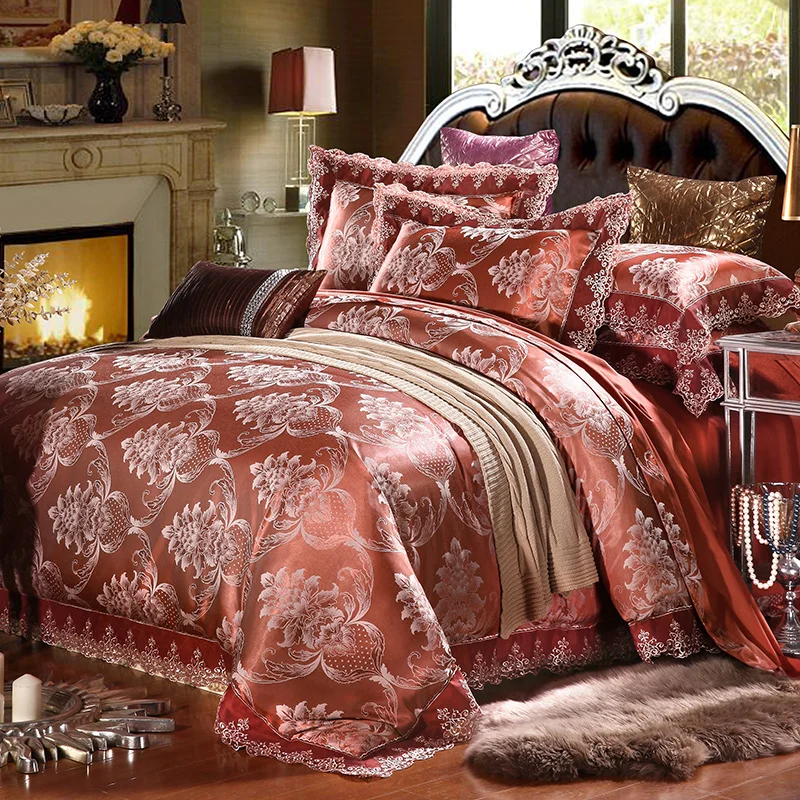 100% modal Natural Green Satin Jacquard four piece bedding package for special offer 1.8 meters bed | Дом и сад