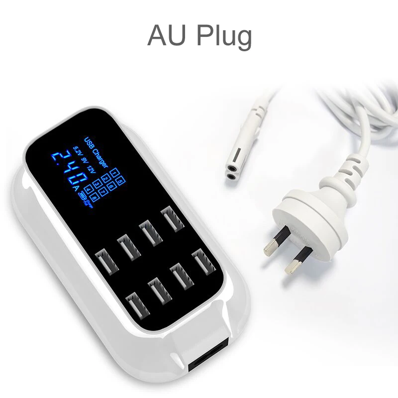 8 портов Смарт USB зарядное устройство адаптер станция концентратор светодиодный дисплей Мобильный телефон планшет настенное зарядное устройство Универсальный настольный разъем питания ЕС AU