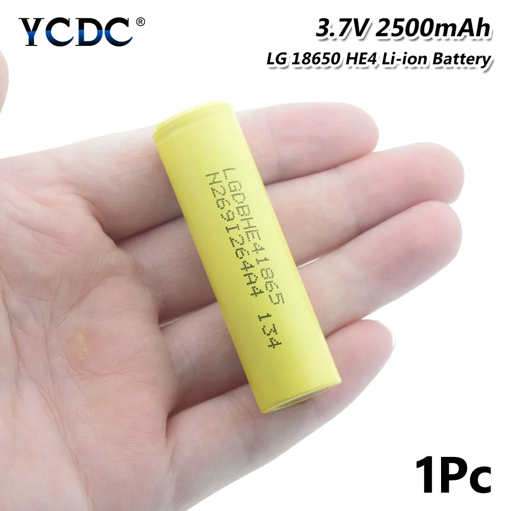 1 Pc YCDC 35A высокий расход 18650 LG HE4 IMR аккумуляторная батарея 2500 мАч для фонариков - Цвет: 1 Pc