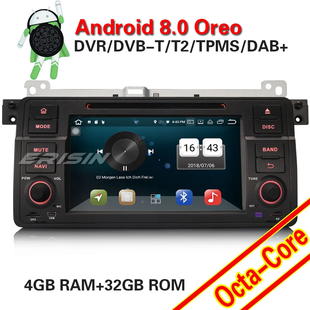 Erisin ES7346B 2 din Android 8 0 Восьмиядерный 4 Гб ОЗУ DVD GPS DAB для BMW E46 радио BT|Автомагнитолы| |