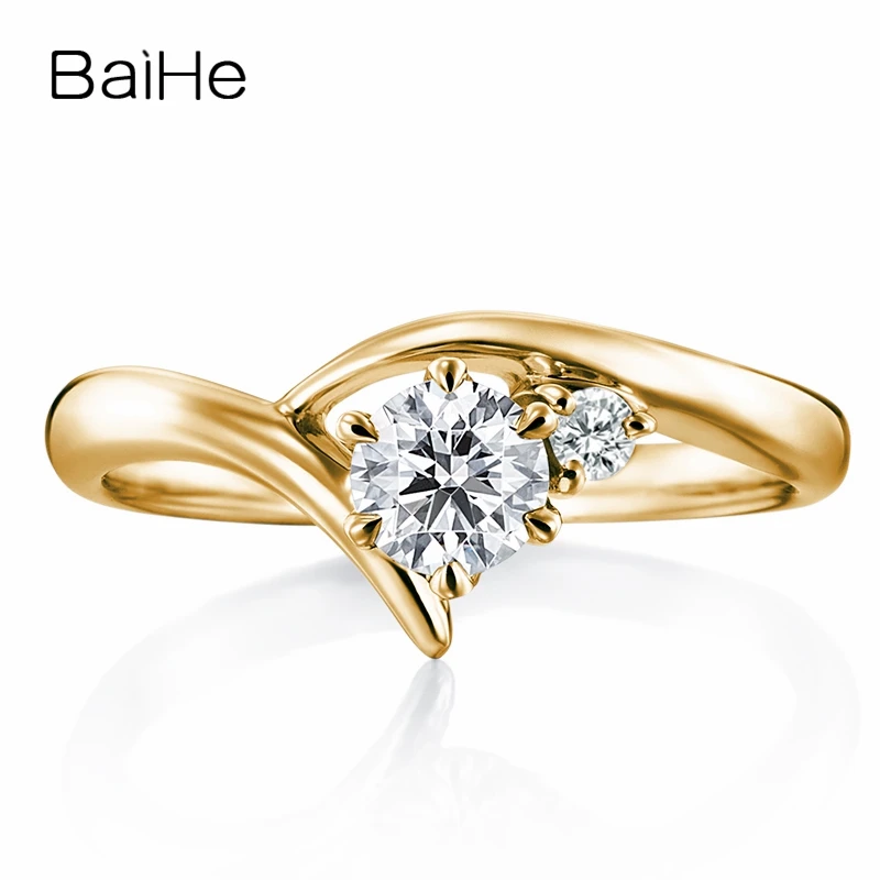 BAIHE Solid 10 K белое золото(AU417) Сертифицированный 0.25ct круглый разрезанный Муассанит помолвка Модный свадебный женский подарок ювелирные украшения кольцо
