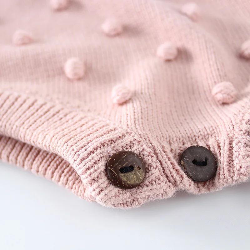 

2018 Autumn Newborn Baby Girl Clothes Handmade Pom Pom balls Baby Rompers Cotton Infant Jumpsuit Waist Belt Toddler Clothing
