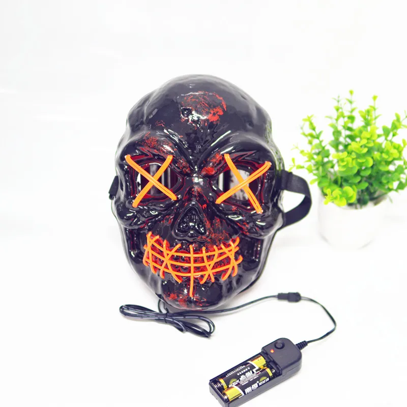 EL маска для Хэллоуина светодиодные маски ужасов светящиеся в темноте 10 видов