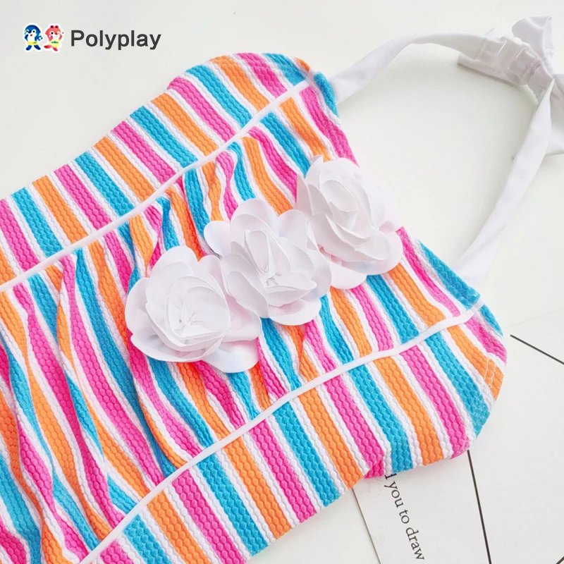 Купальник для девочек детский однотонный купальник бикини новорожденных falbala