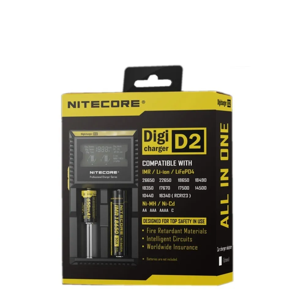 NITECORE D4 D2 I4 I2 Цифровое зарядное устройство с ЖК-дисплеем Intelligente схемы Global Verzekering ion 18650 14500 16340 26650 зарядное устройство - Цвет: D2