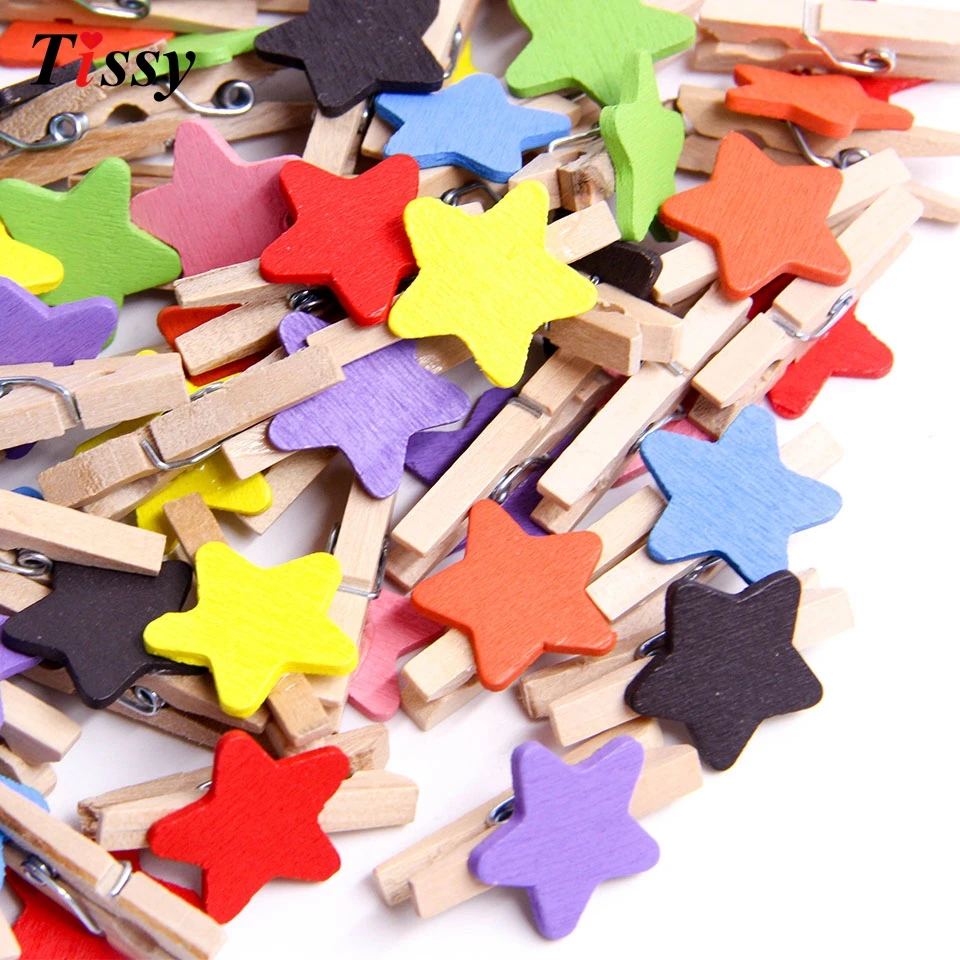 Прищепки деревянные в виде милых звезд разноцветные 50 шт.|crafts diy|craft clipscraft clothespin |
