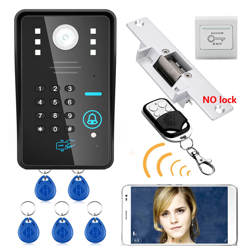 

Беспроводной Wi-Fi RFID-ключ, видеодомофон, домофон, дверной звонок + система контроля доступа + дверной замок без электрического удара