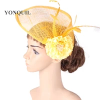 women vintage party sinamay fascinators hat headbands fabric flower wedding occasion church hair accessories bridal headwear