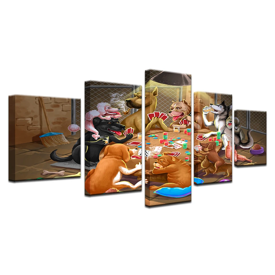 Домашний декор художественная стена Мультяшные собаки игральные карты постер