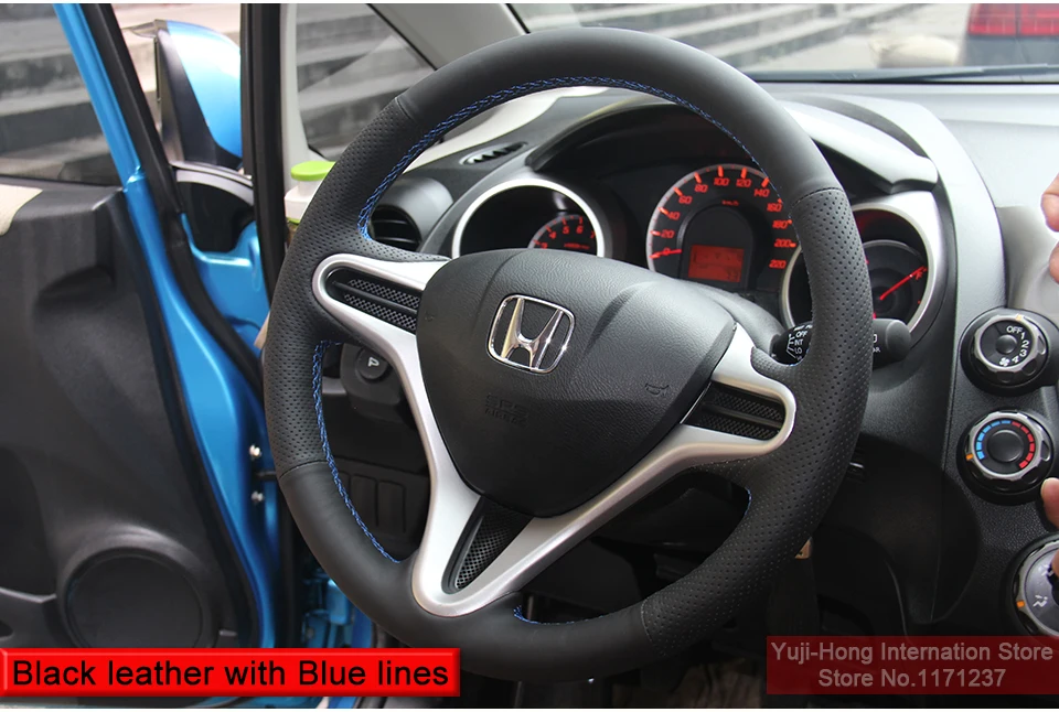 Искусственная кожа автомобиля рулевое колесо чехлы Чехол для Honda Jazz FIT City FIT 2008-2013 Ручная прошитая крышка