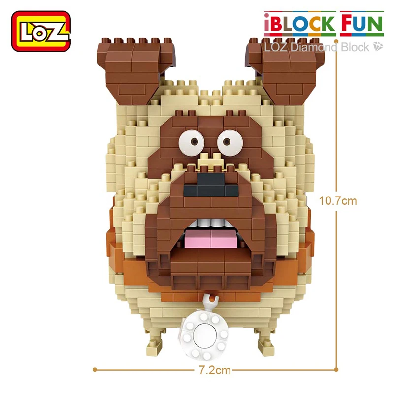 LOZ 9787 мультфильм мопса собака коричневый животное 3D модель 640 шт. DIY микронано
