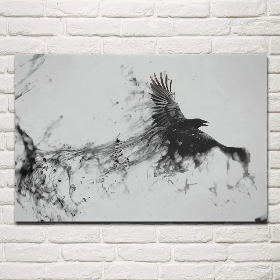 Ворон птица Летающий орел хищник дым черно белая гостиная домашний Настенный