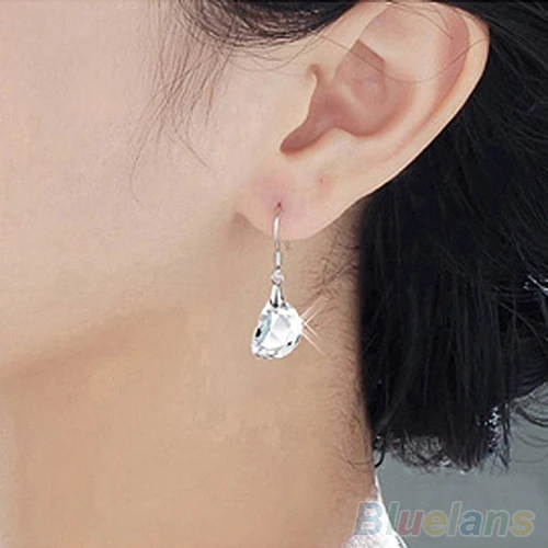 Модная женская кристаллическая форма горошины белое ожерелье серьги комплект