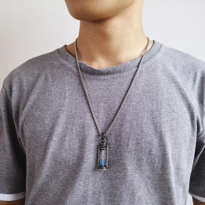 Винтажное ожерелье с подвеской в виде часа пыли из нержавеющей стали мужское