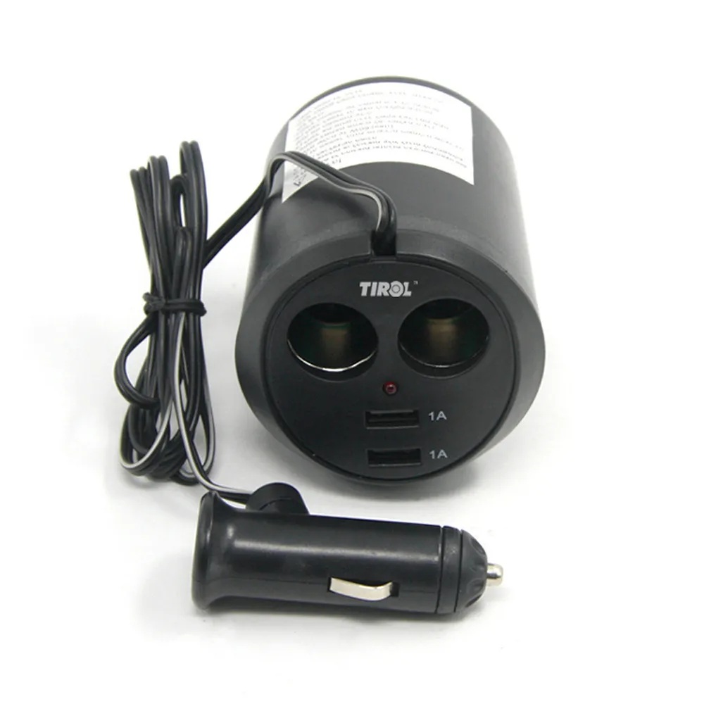 12/24 В Авто 2USB автомобиля Зарядное устройство сигареты 2 Way Твин USB Мощность Splitter