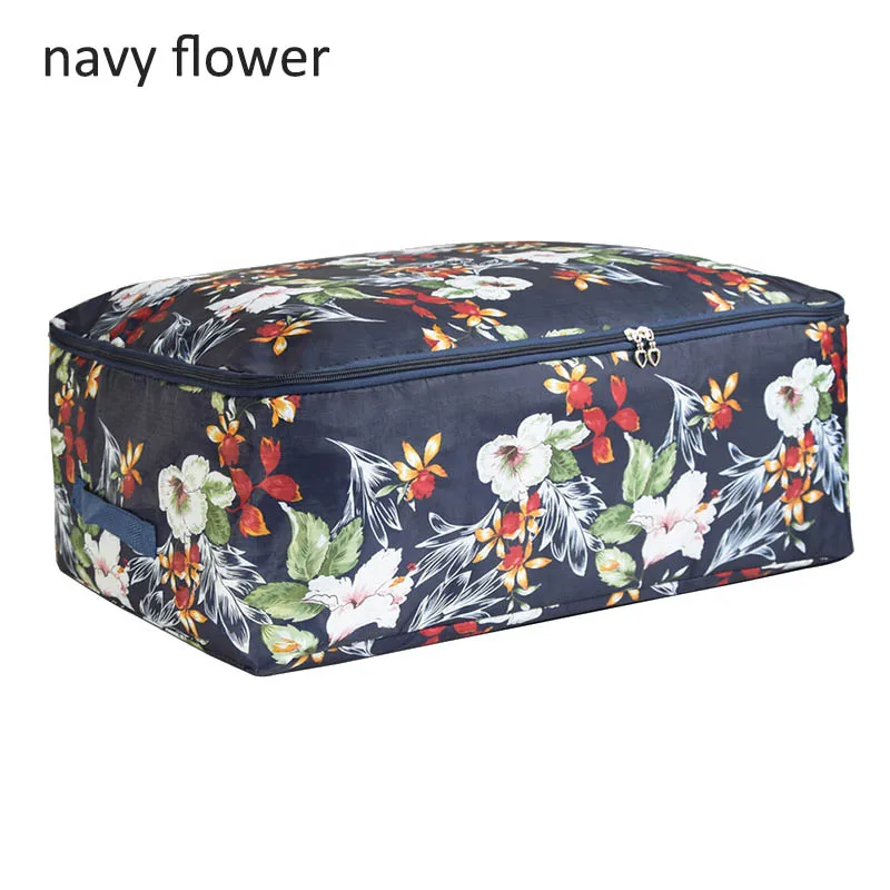 navy flower Складной Домашний Органайзер, шкаф для одежды, одеяло, багажные сумки, моющиеся, ткань Оксфорд, многофункциональное стеганое одеяло, сумка для хранения - Цвет: navy flower