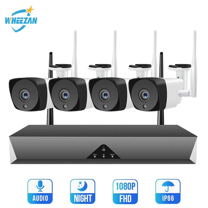 Система видеонаблюдения Wheezan 1080P Wi Fi сетевой видеорегистратор 4 канальный