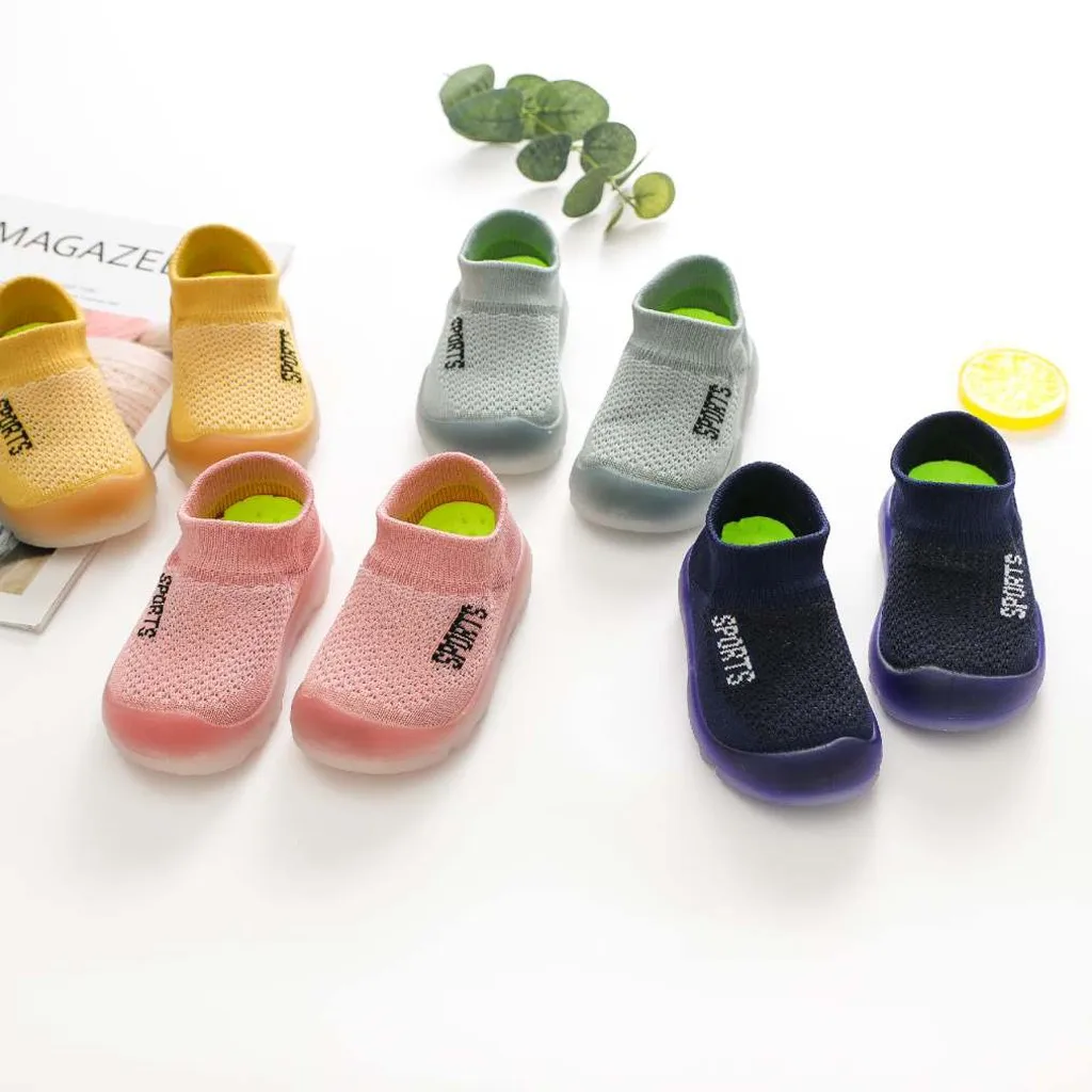 SAGACE Kids/Повседневная трикотажная дышащая Спортивная обувь для мальчиков и девочек; повседневная обувь на плоской подошве без шнуровки для бега