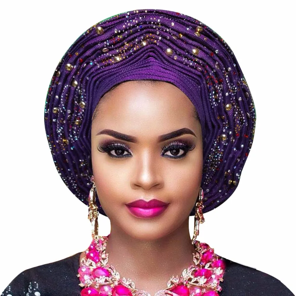 В нигерийском стиле ASO OKE геле повязка на голову в африканском стиле на свадьбу Женская повязка на голову женская мода тюрбан довольно ASO OKE тюрбан