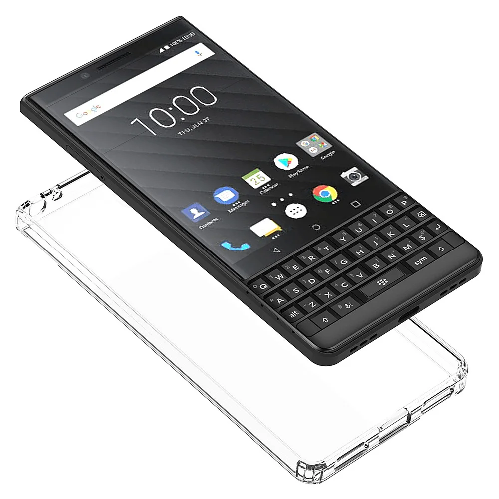 Тонкий прозрачный жесткий чехол для BlackBerry KEY2 бампер из ТПУ противоударный с