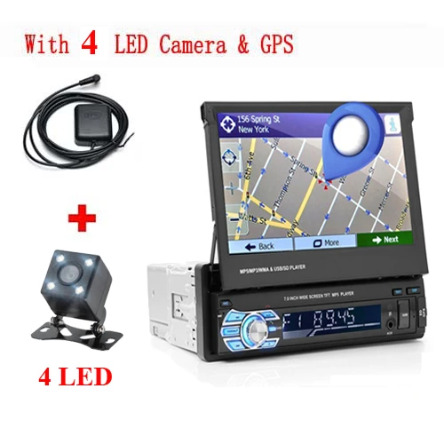 With 4 LED Camera Hikity 1 din автомагнитола выдвижной gps навигация Авторадио Видео плеер Bluetooth 7 дюймов сенсорный экран автомобиля MP5 стерео аудио - Цвет: With 4 LED Camera