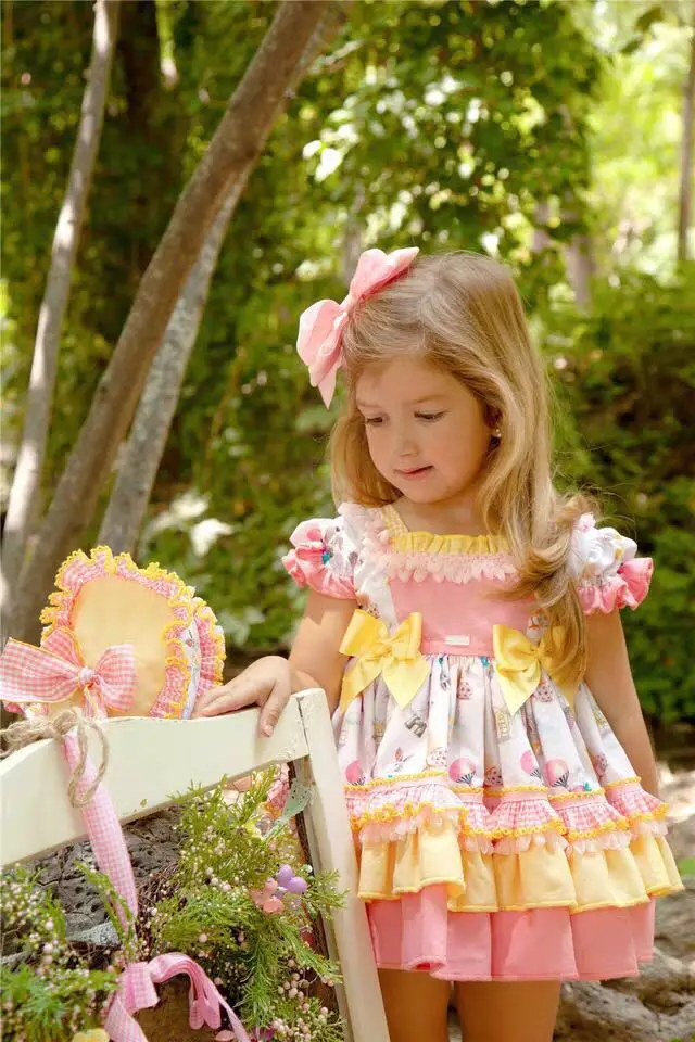 3 предмета летнее пасхальное платье для маленьких девочек винтажное с желтым
