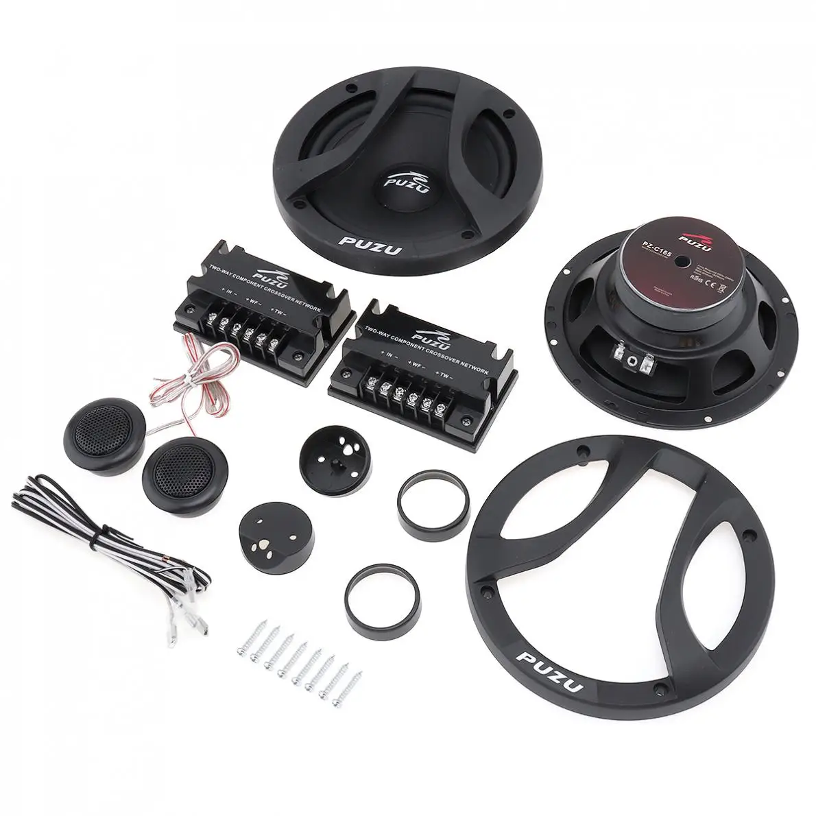 2Pcs 6.5 Inch 12V 180W Universal Car Coaxial Full Range Frequency Stereo Speaker with Tweeter and Frequency Divider