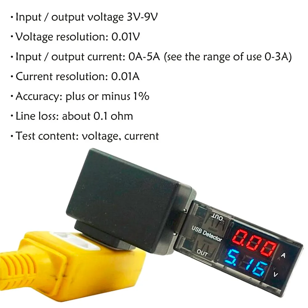 USB тестер 2 в 1 измеритель напряжения амперметр детектор двухрядный индикатор