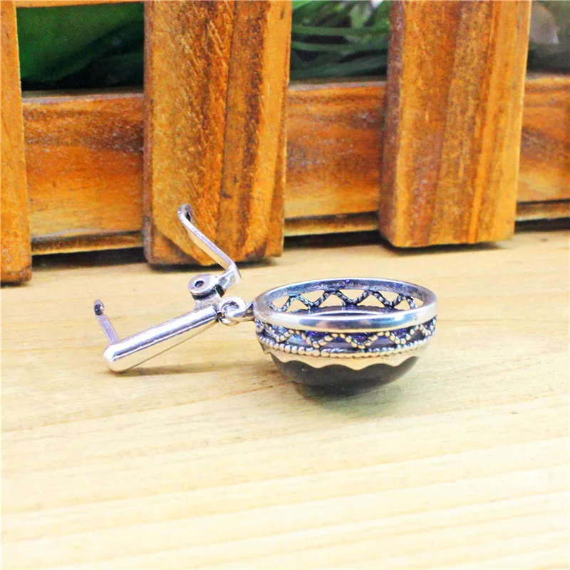Anstory Round Dark Blue Shinning Spot Earrings For Women Antique Silver Plated Party Hollow Flower Pendant Fashion Jewelry TE352 | Украшения
